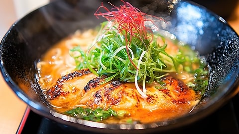 A steaming bowl of authentic Japanese ramen is the perfect meal during a Japan Youth Travel adventure.