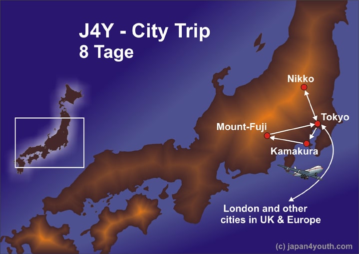 Explore Japan with a city 8-day trip travel map, designed for an unforgettable Budget travel to Japan for students adventure.