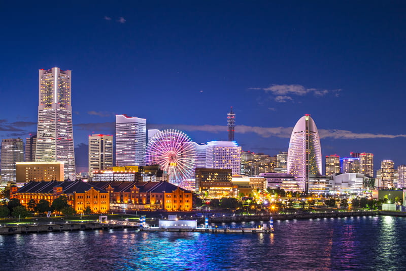 Aerial view of Yokohama city skyline Japan