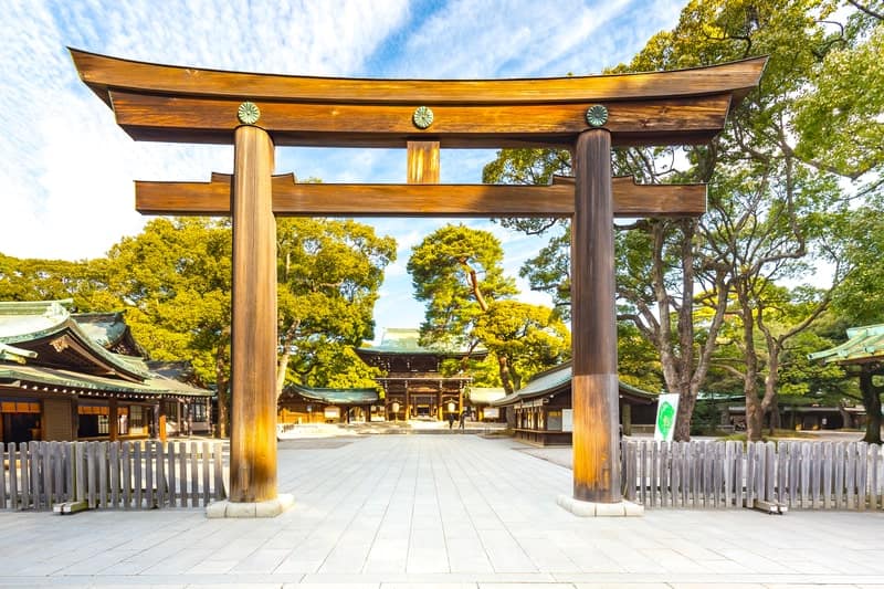Meiji Shrine in Tokyo surrounded by forest