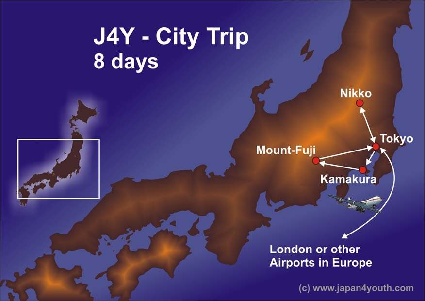 Budget travel to Japan for students: 8-Day Trip Map Explore Japan with a city 8-day trip travel map, designed for an unforgettable Budget travel to Japan for students adventure.